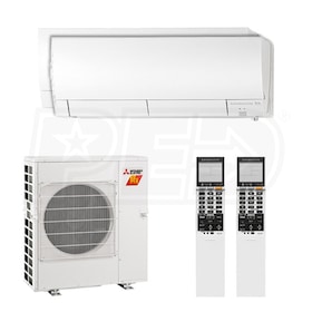 View Mitsubishi Wall Mounted 2-Zone H2i System - 20,000 BTU Outdoor - 9k + 9k Indoor - 17.0 SEER