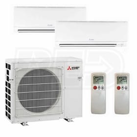 View Mitsubishi Wall Mounted 2-Zone System - 24,000 BTU Outdoor - 12k + 12k Indoor - 20.0 SEER